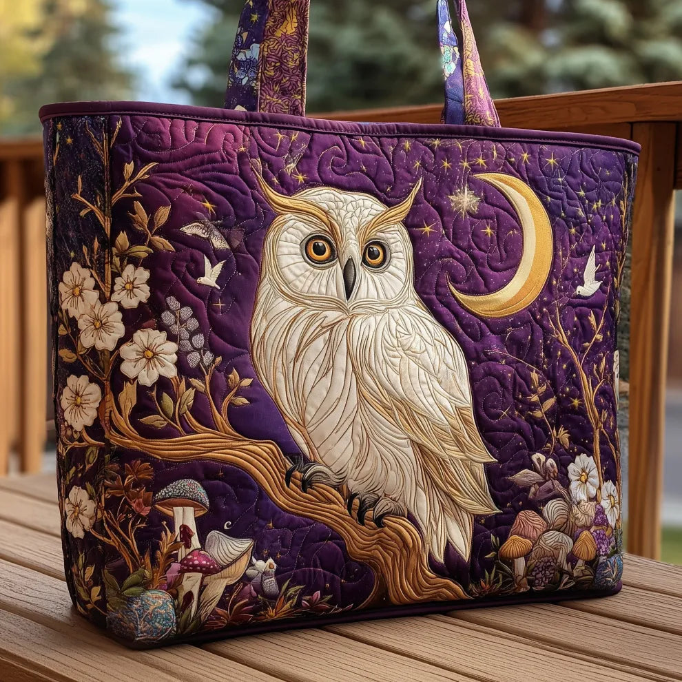 Amethyst Moonlit Owl Quilted Tote ✨🌙
