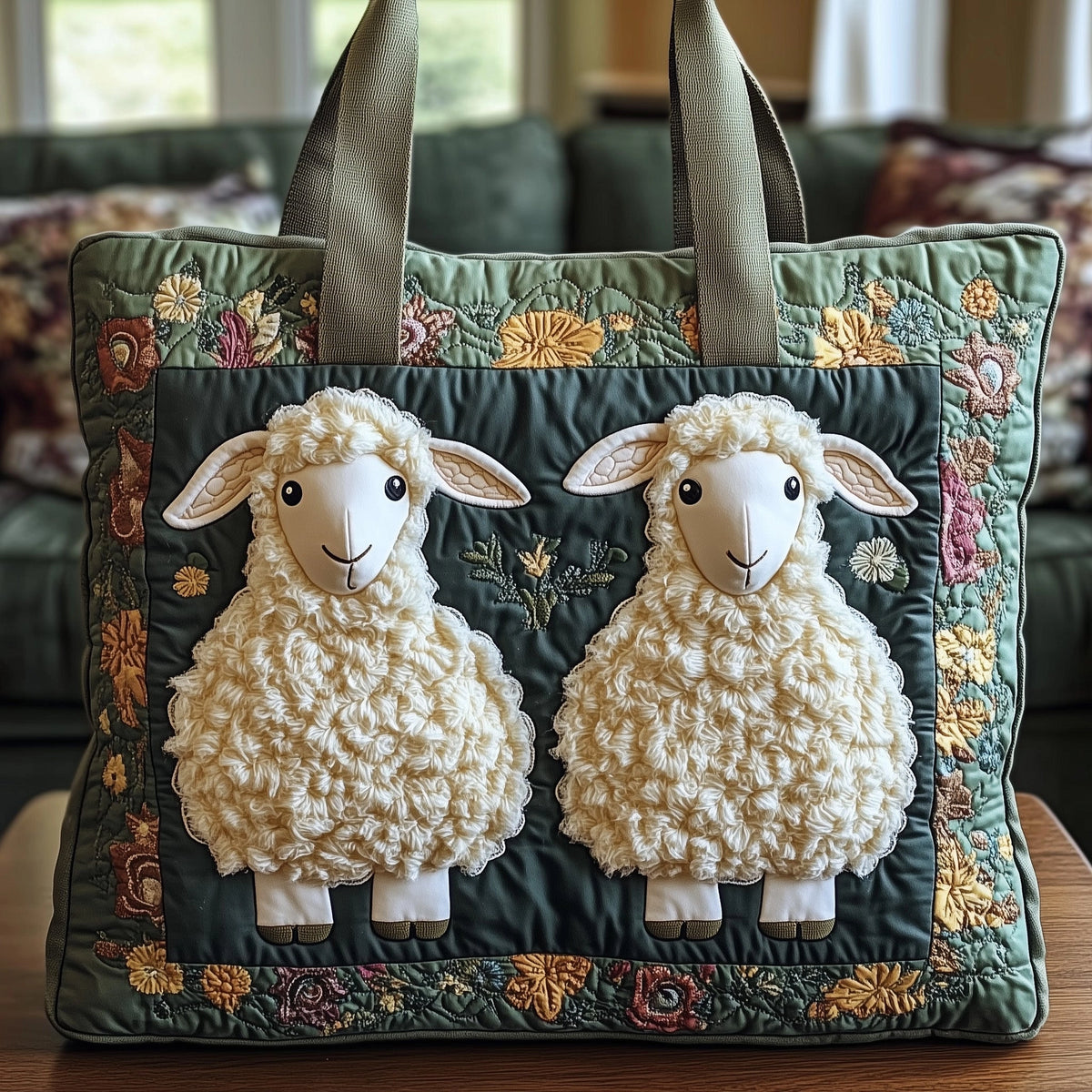 Cottage Garden Sheep Quilted Tote 🐑🌼